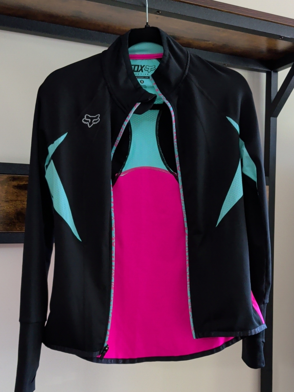 Fox Women’s Black Jacket with Pink & Teal Accents